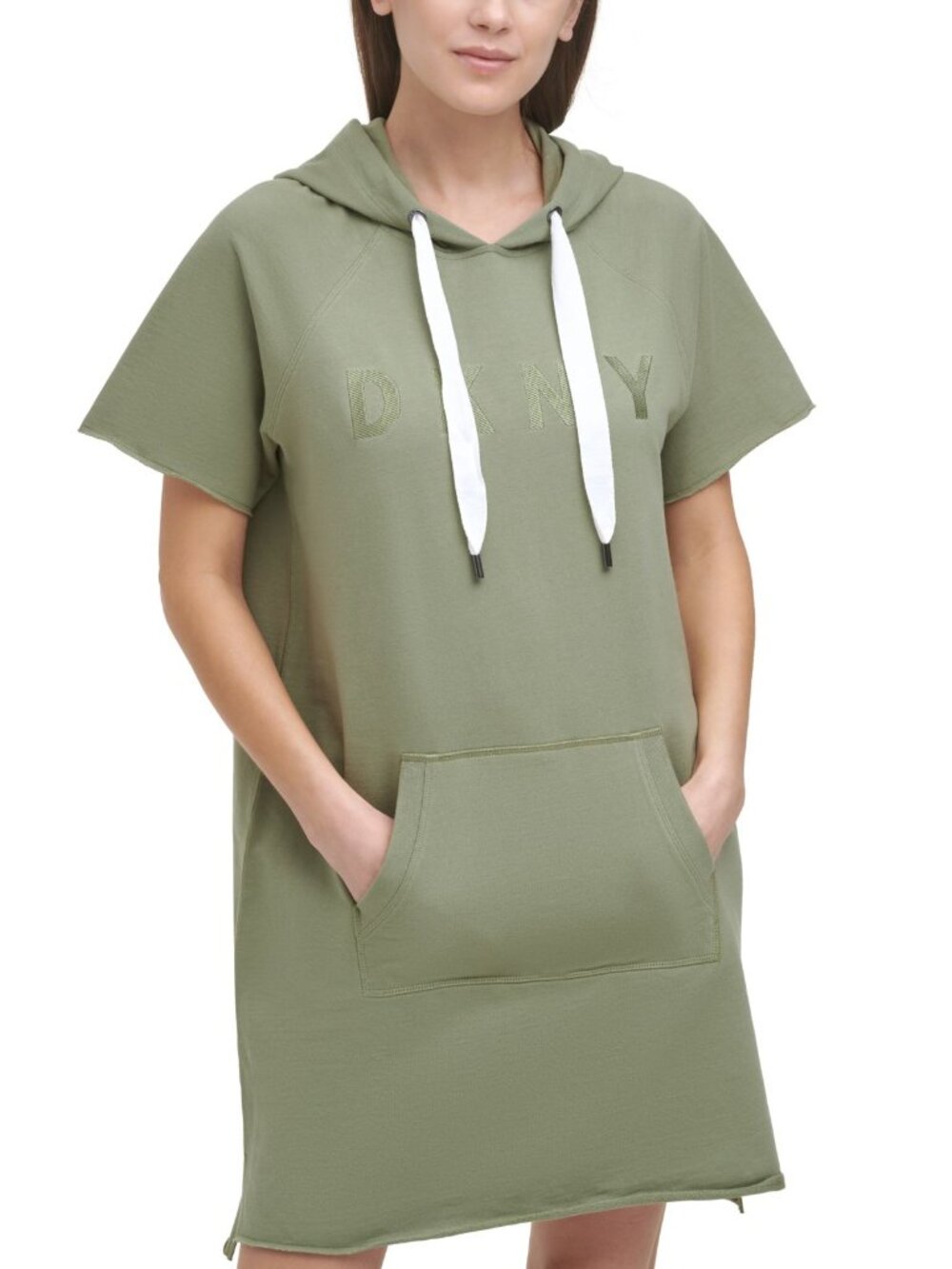 DKNY Womens Activewear Cotton Sweatshirt Dress